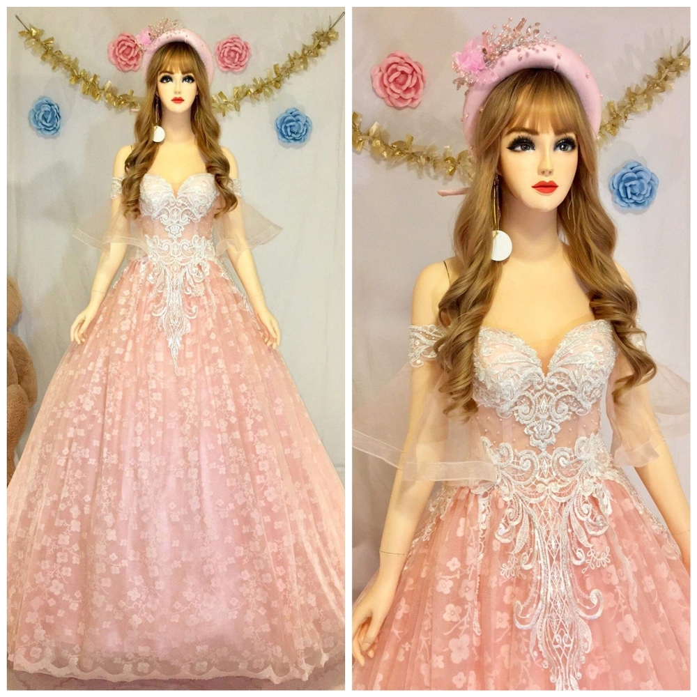 Off Shoulder Blush Pink Gown